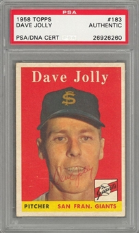 1958 Topps #183 Dave Jolly Signed Card – PSA/DNA Authentic